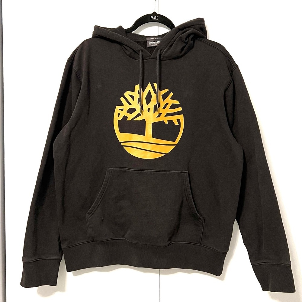 Timberland Black Hoodie with Gold Emblem